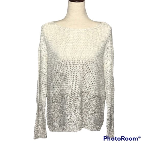 RDI Sweaters - RDI WOMEN'S MELANGE OPEN KNIT PULLOVER SWEATER NATURAL SIZE M